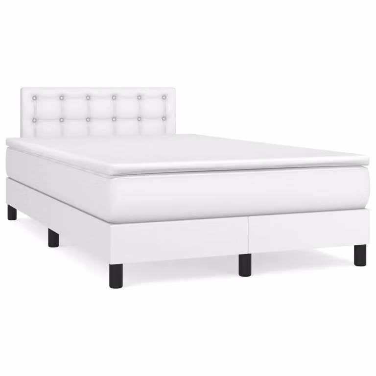 Giroletto a Molle con Materasso Bianco 120x200 cm in Pelle finta