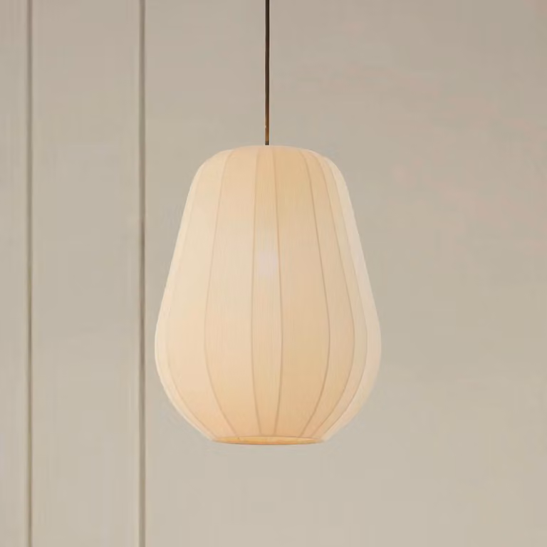 Lampada a sospensione Helin Lindby, dimmerabile, Crema / Ambra, Soggiorno / Sala da pranzo, Tessuto / Stoffa / Seta, Moderno, Lampada a sospensione