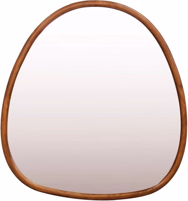 Specchio da parete Sweeek in legno di abete marrone con design minimalista