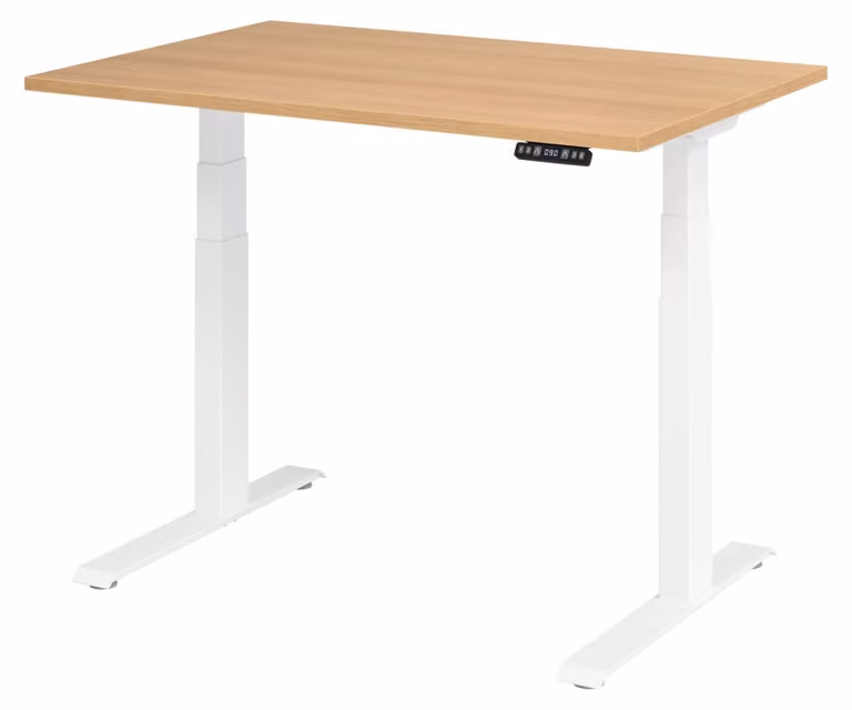 Scrivania regolabile in altezza XDKB | 2 motori | 120 - 180 cm | elettrica, dimensioni piano:120 x 80 cm, colore piano:rovere, colore struttura:bianco