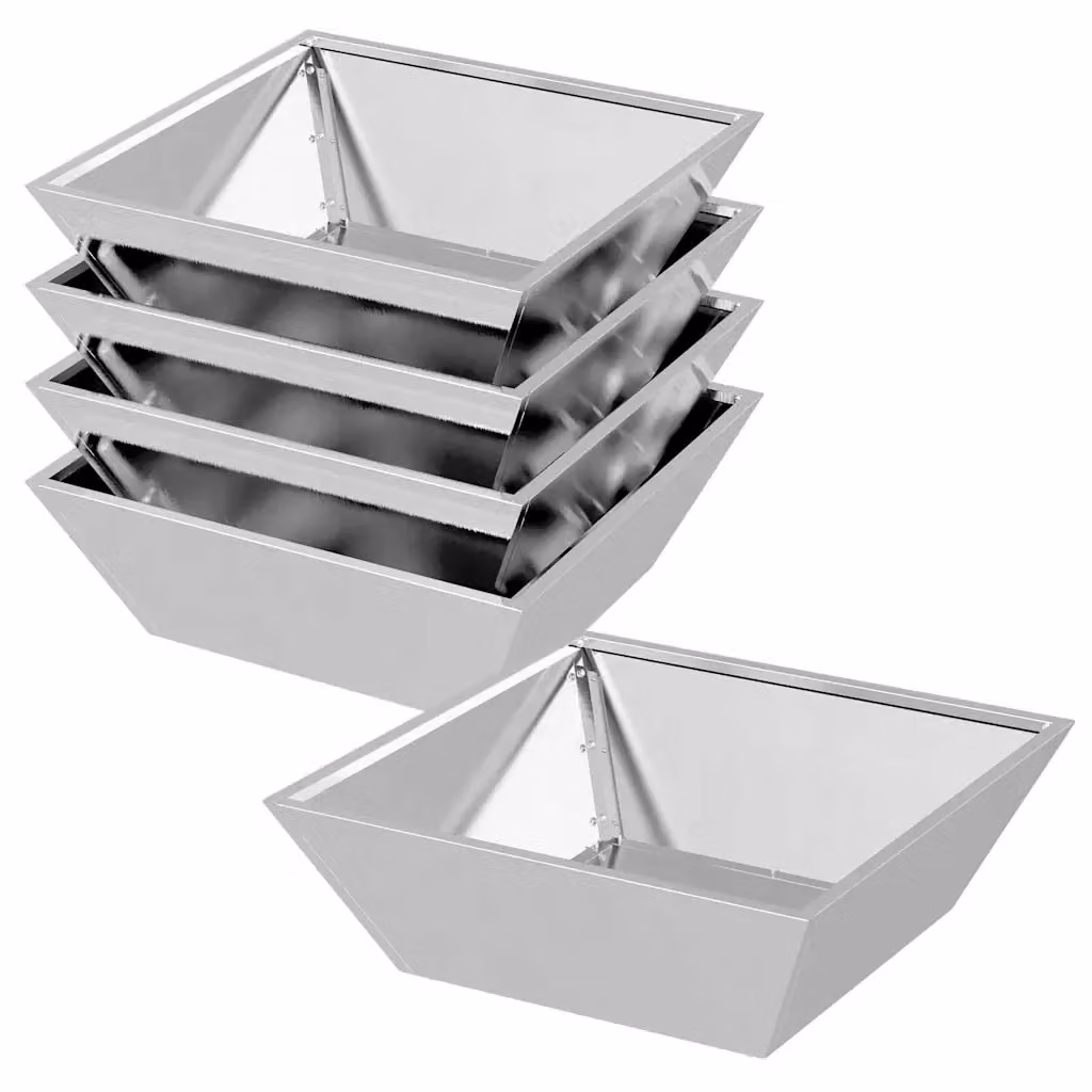 Set di 5 fioriere da esterno vidaXL in acciaio inossidabile argento L: 50 cm, P: 50 cm, H: 15 cm – 2