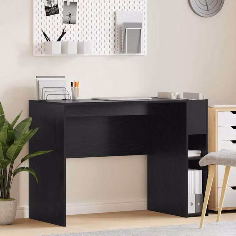 Maison Exclusive - Scrivania, finitura effetto legno nero rovere, realizzata in materiale composito