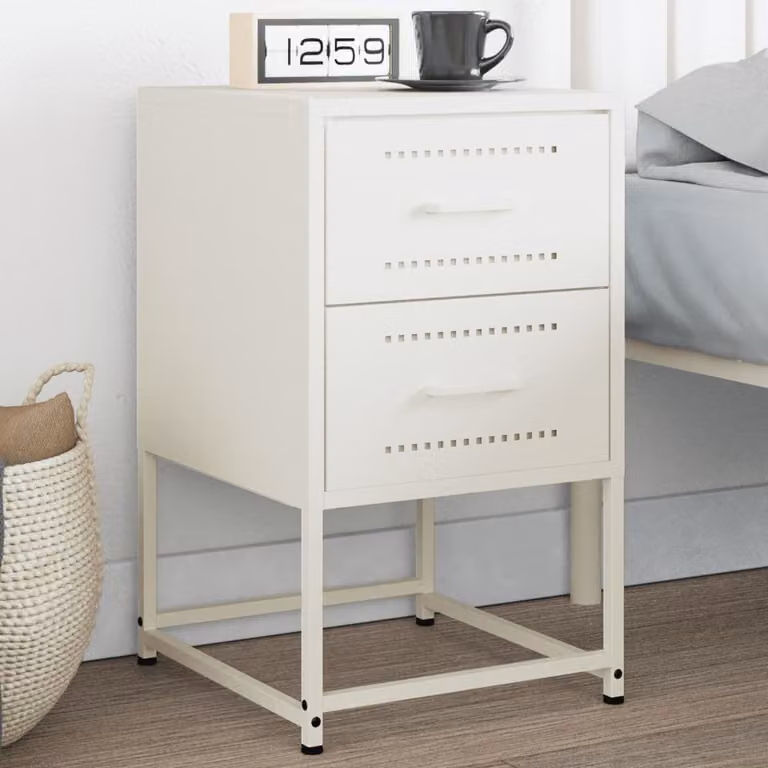 Comodino sospeso vidaXL in metallo bianco stile industriale L: 36 cm, P: 39 cm, H: 60,5 cm