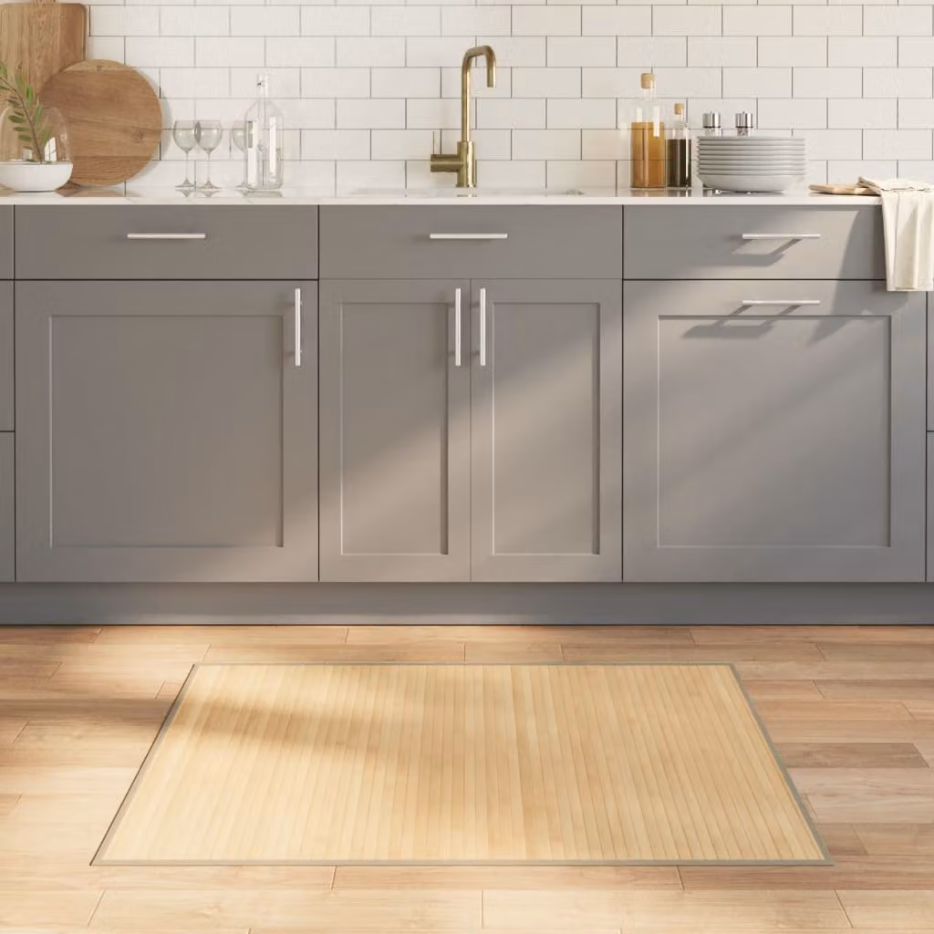 Tappeto rettangolare moderno vidaXL in bambù e polipropilene, colore beige, L 80 cm x P 100 cm
