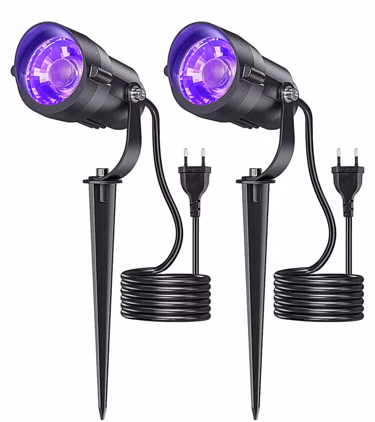 Confezione da 2 fari LED da giardino, 12 W, 1320 lumen, luce bianco caldo, grado di protezione IP67, orientabili