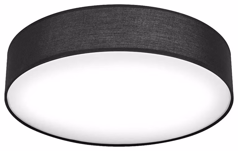 LEDVANCE ORBIS PARIS plafoniera 480mm, nera, base 3XE27, equipaggiabile con lampada intelligente, design moderno, con paralume in tessuto, adatta per interni, rotonda, classe di protezione IP20