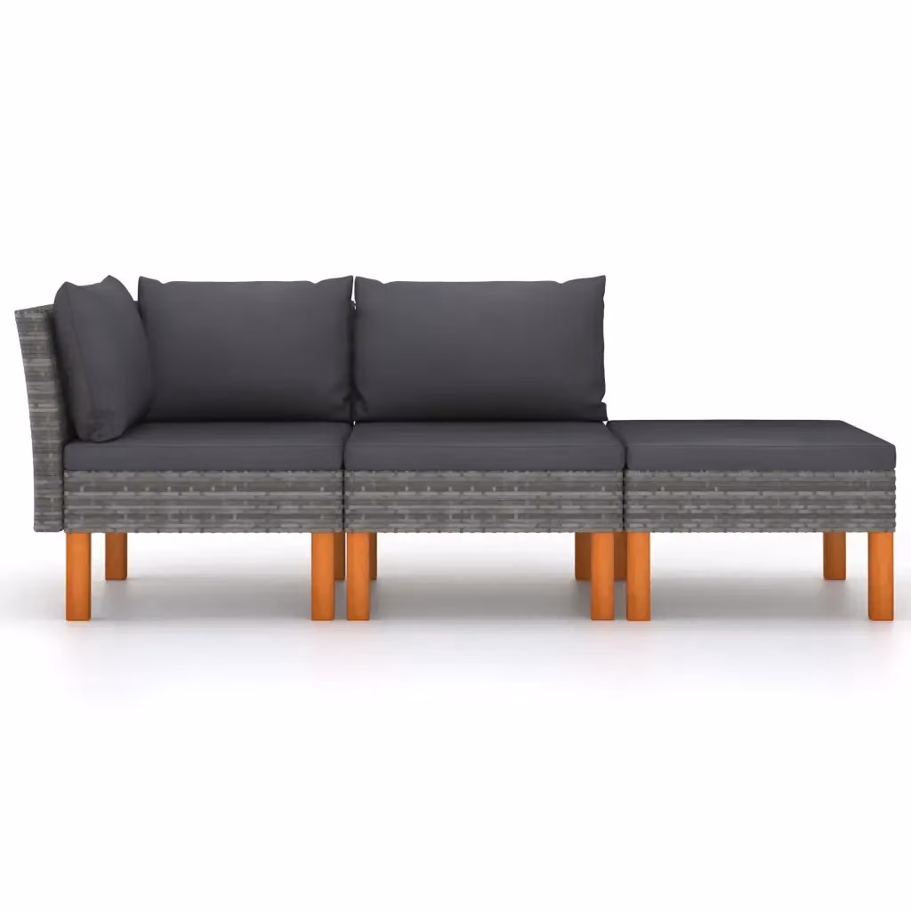 Set di Divani da Giardino Moderno a L con Ottoman, Struttura in Metallo e Rattan, Colore Antracite e Grigio – 2