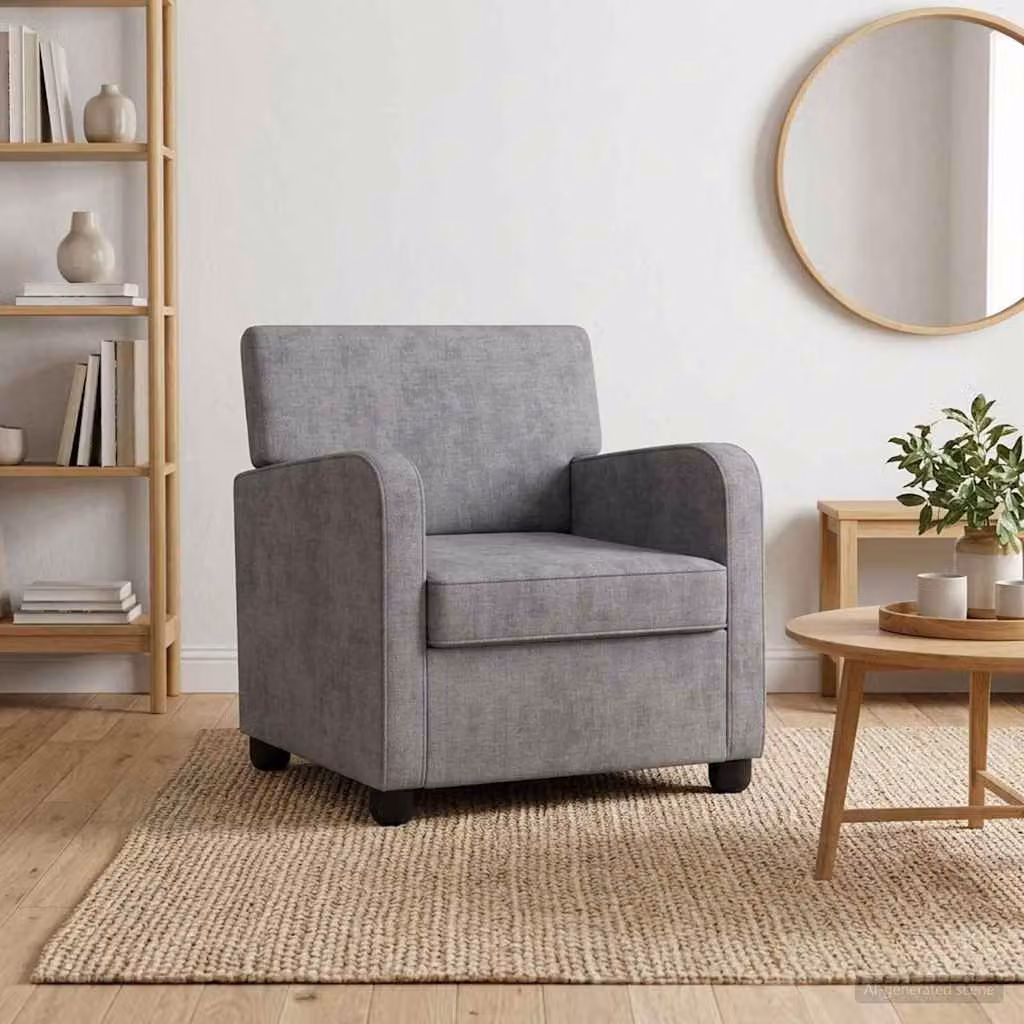 Poltrona lounge moderna vidaXL in tessuto grigio con braccioli