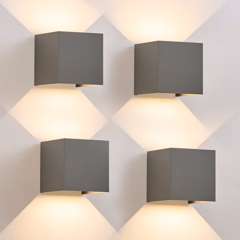 ZMH LED applique da esterno 4ER 5W grigio lampada da parete bianco caldo up down luce esterna IP65 impermeabile lampada esterna scala casa parete esterna lampada corridoio