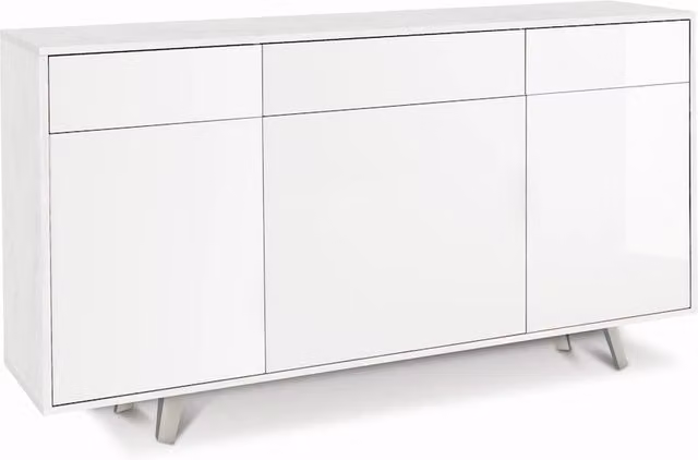 Mobile Soggiorno 3 Ante 3 Cassetti 164x41 h92cm Ossido Bianco Bianco Lucido