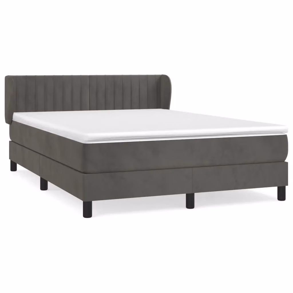 Giroletto a molle con materasso ibrido vidaXL in velluto grigio scuro e legno di larice L/P/H: 190 x 140 x 88 cm – 2