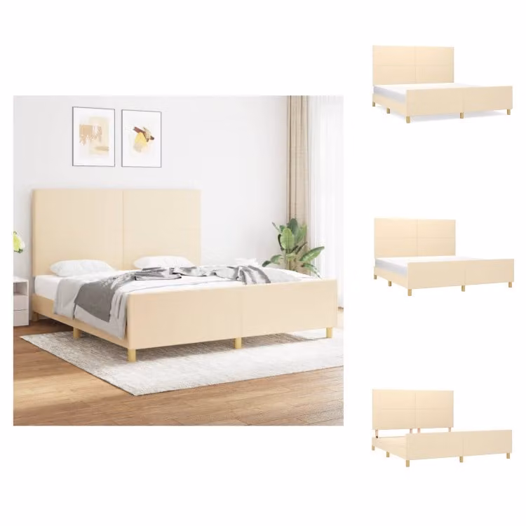 vidaXL Struttura letto con testiera in tessuto crema 180x200 cm - Letti e strutture letto
