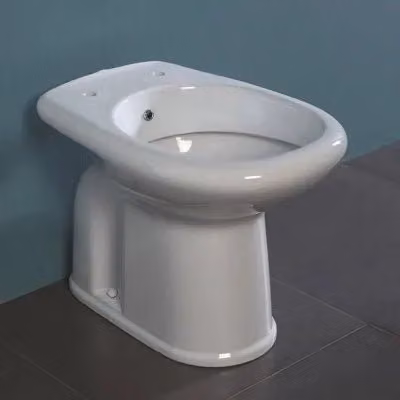 Bidet combinato INBAGNO in ceramica bianca con scarico a pavimento, Altezza: 40 cm