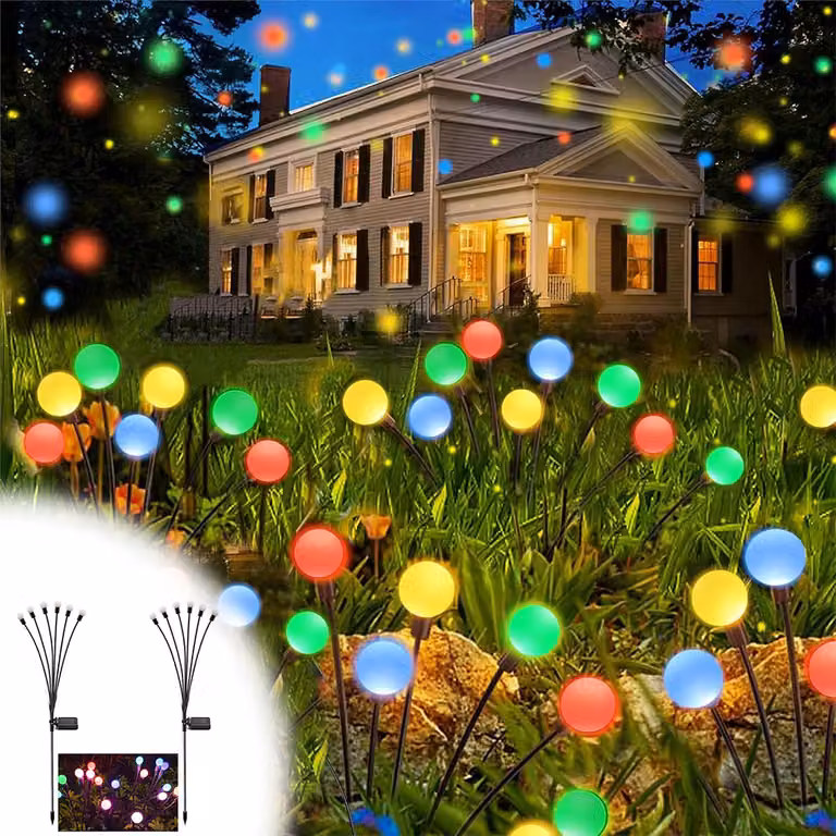 Lampade solari per giardino all'aperto, 2pcs 6 Led Solar Firefly Light, luce solare decorazione giardino Luci solari illuminazione giardino per terrazza balcone giardino