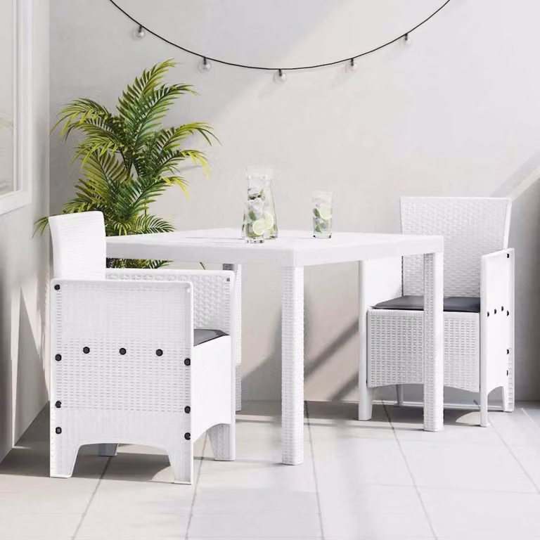 Maison Exclusive - Set da pranzo per esterno, 3 pezzi, in polipropilene bianco
