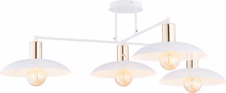 Lampada da soffitto bianca a 4 paralumi con elementi dorati SPIRIT 4xE27 15W Emibig