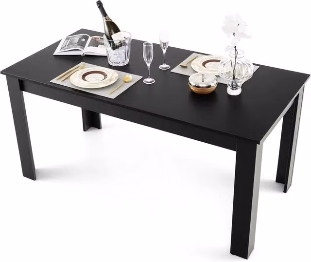 Tavolo da Pranzo Rettangolare Moderno Costway Nero L: 160 cm, P: 80 cm, H: 76 cm – 1