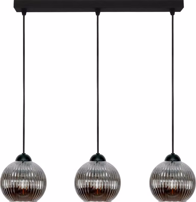 Lampadario A Sospensione Nero, Paralume In Vetro Di Grafite Sfera 15-054