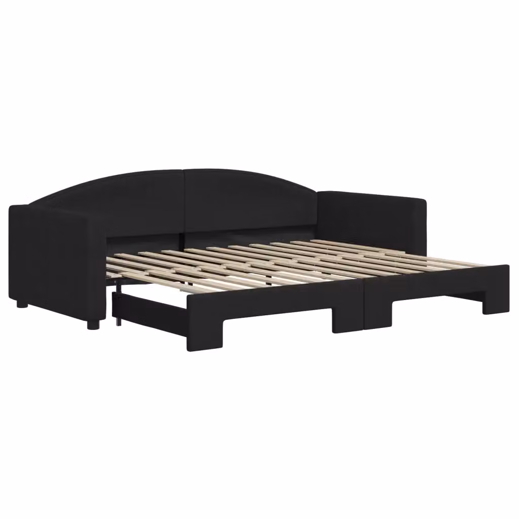 Divano Letto Moderno vidaXL con Letto Estraibile in Tessuto Nero L/P/H: 223 x 90 x 75 cm – 2