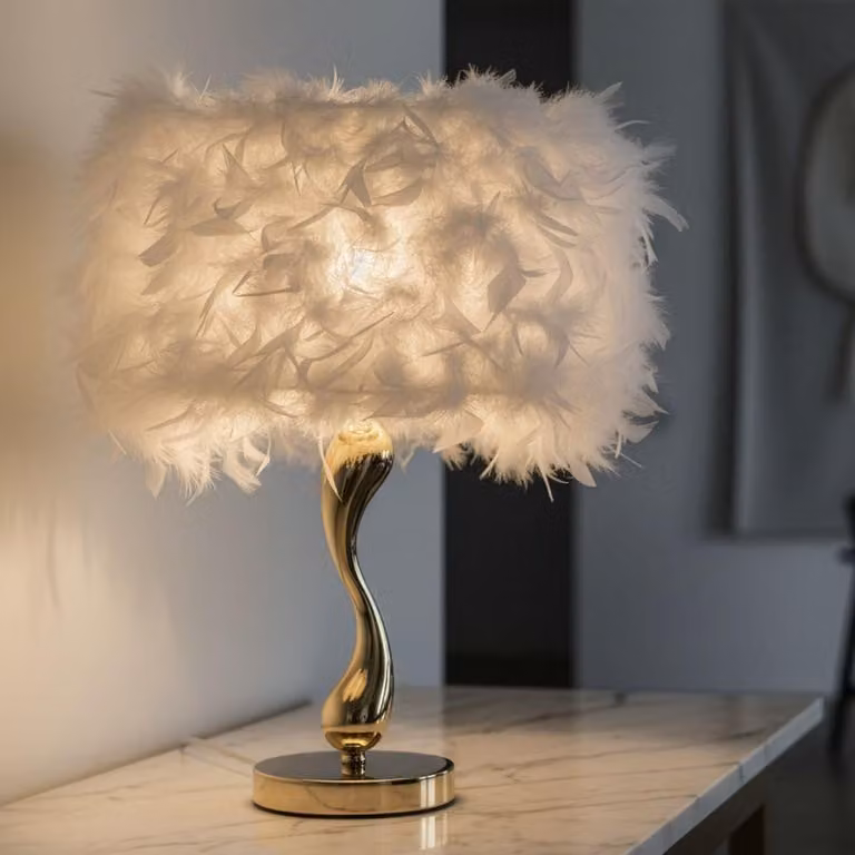 Lampada da tavolo Mauro Ferretti, modello Lampa, attacco E27, dimensioni 25x47 cm, colore bianco e oro