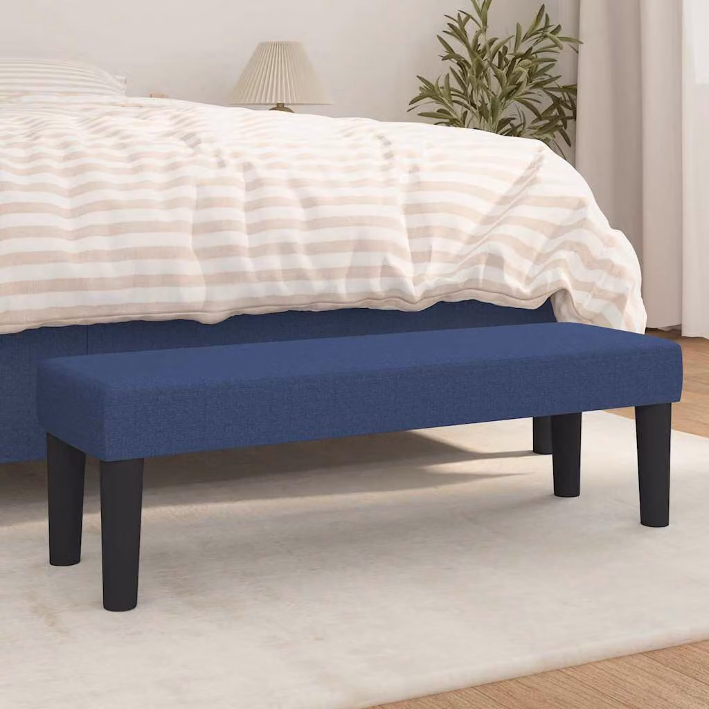 Panca blu vidaXL in tessuto e legno per soggiorno o camera da letto L 100 x P 30 x H 30 cm