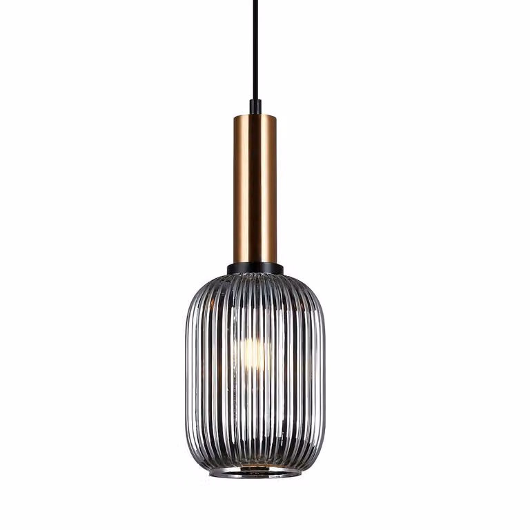 Lampada a sospensione Antiola nera-ottone 1xE27x40W vetro, dimensioni: 113x15x15 cm, IP20, Italux