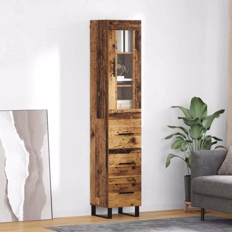 Credenza vidaXL in legno vecchio e metallo, colore marrone, L/P/H: 34,5 x 34 x 180 cm