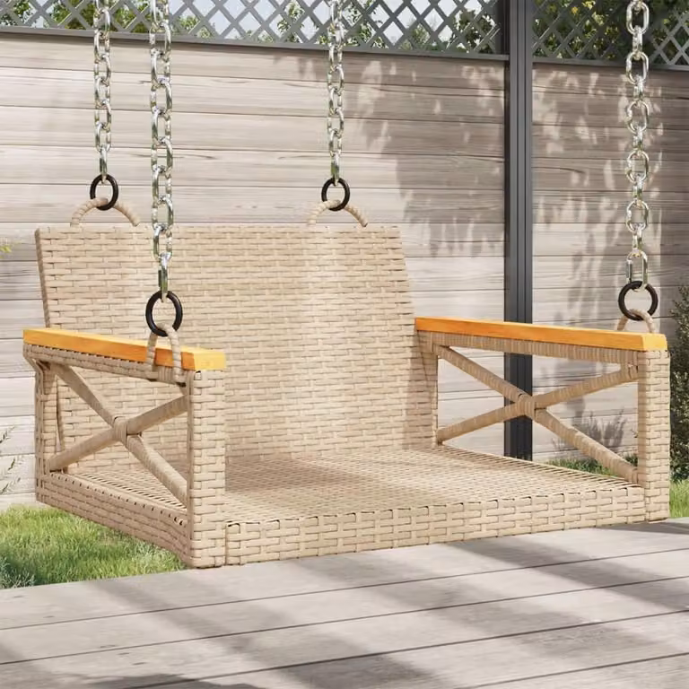 Sedia a dondolo in rattan sintetico con struttura in acciaio