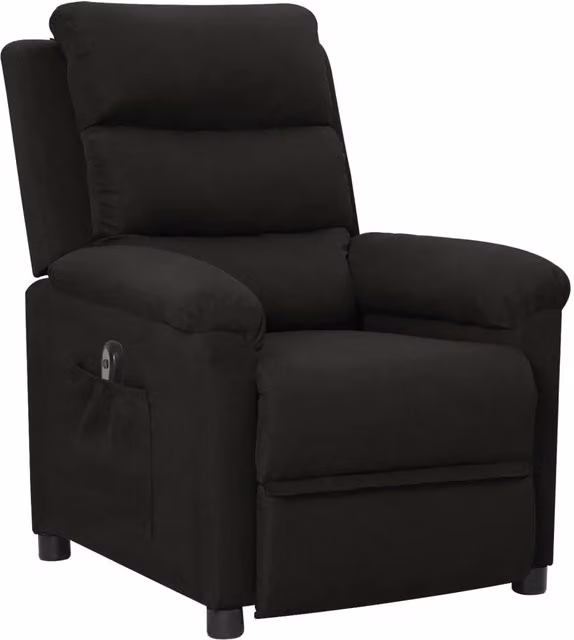 Poltrona elettrica reclinabile relax vidaXL in tessuto nero con braccioli e struttura in legno e metallo