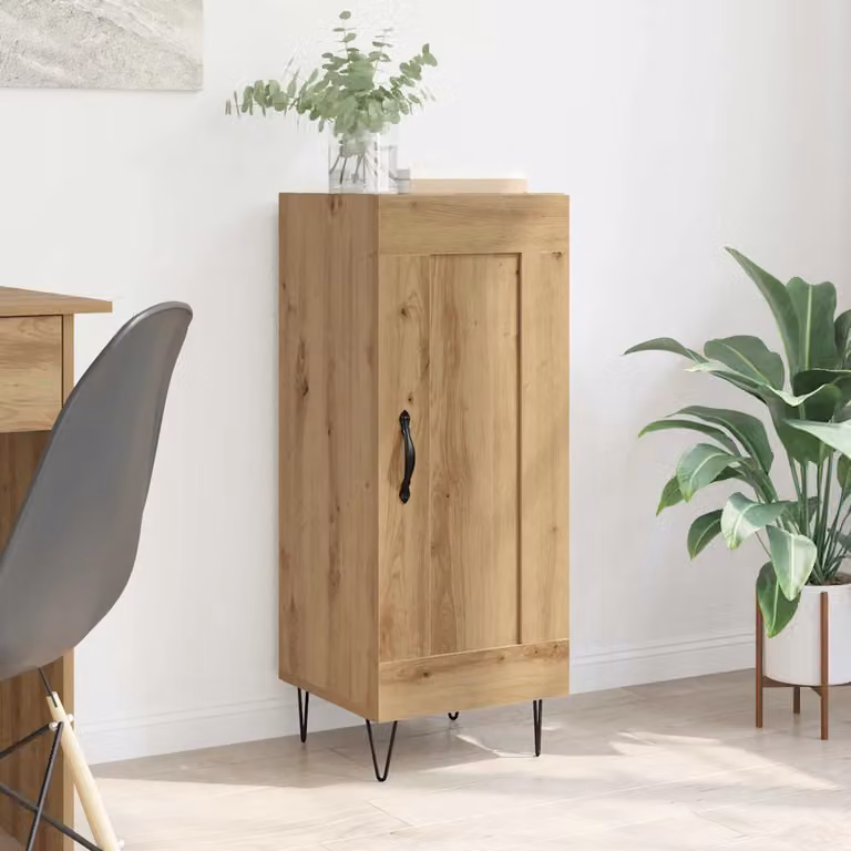 Credenza moderna vidaXL in legno e metallo color rovere, L: 34 cm, P: 34 cm, H: 90 cm