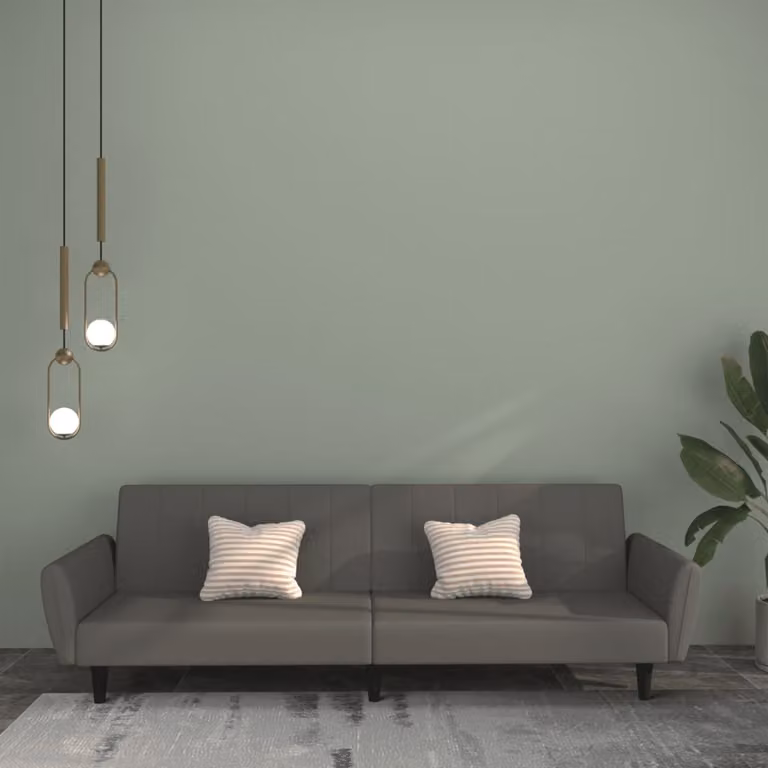 vidaXL Divano Letto Click-Clack Moderno in Velluto Grigio con Struttura in Legno Solido