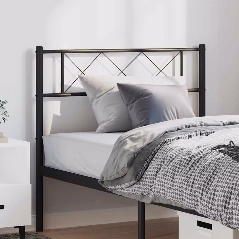 Testiera di ricambio vidaXL in metallo nero con design geometrico classico per letto 100x200 cm