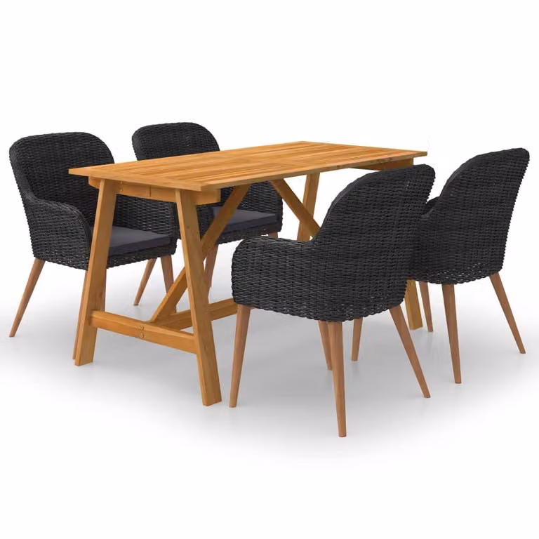 Maison Exclusive - Set da pranzo da giardino 5 pezzi nero