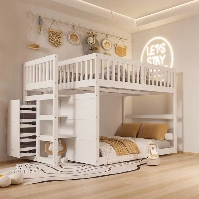 Letto a castello 140x200 bianco con contenitore - Xylo