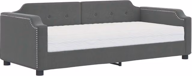 Divano letto | Sof¨¤ letto | Letto singolo con Materasso Grigio Scuro 90x190 cm in Tessuto