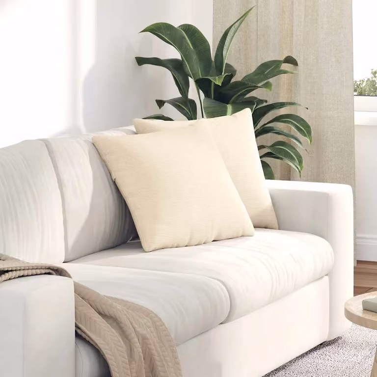 Set di 2 cuscini da divano quadrati vidaXL in velluto a coste beige, L/P: 45 x 45 cm