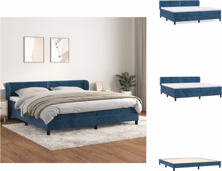 vidaXL Letto a molle con materasso blu scuro 200x200 cm in velluto - Letti e strutture letto