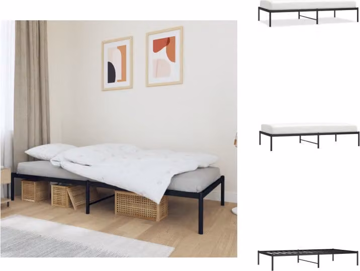 vidaXL Struttura letto in metallo nero 100x190 cm - Letti e strutture letto