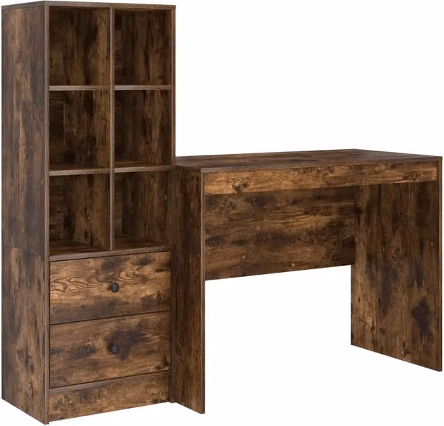 Scrivania | Tavolo da Ufficio con cassetto 2 pz Rovere fum¨¦