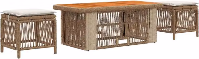 Set da Pranzo per Giardino 4 pz | Set Salotto da Giardino Beige e Crema polyrattan