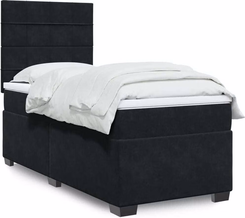 Maison Exclusive - Giroletto a Molle con Materasso Nero 100x200 cm in Velluto