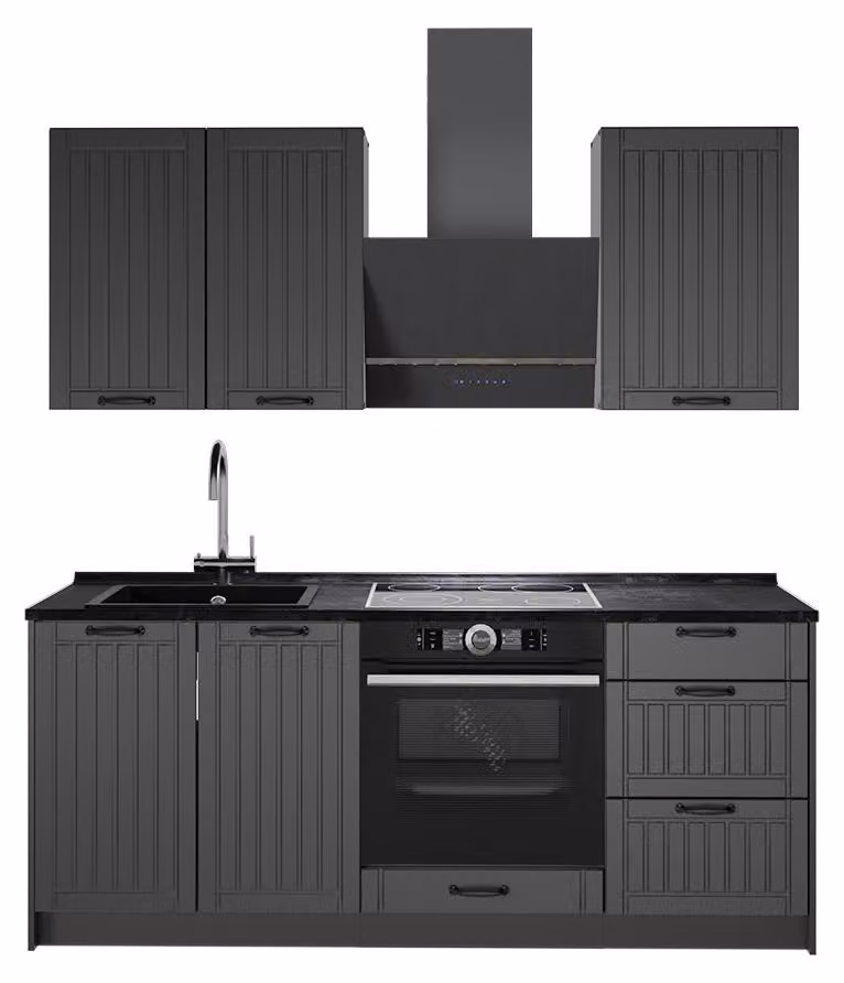 Cucina monoblocco Vicco Fame-Line Grigio scuro/Antracite 190 cm senza piano di lavoro, Model 64850