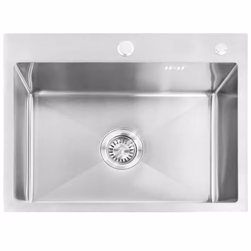 Rea - Lavello In Acciaio Inox Liam In Set Con Miscelatore Da Cucina Fresh, Nichel Spazzolato, 58X45X18,5Cm