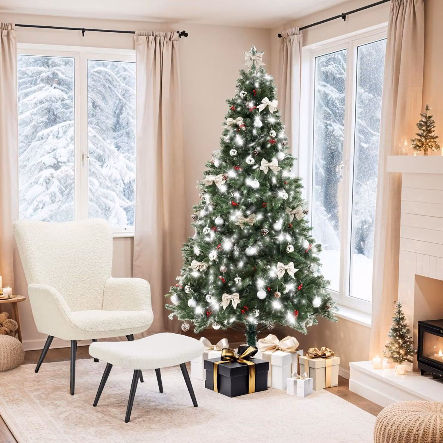 Albero di Natale artificiale verde tectake con sostegno in metallo, Altezza: 180 cm – 2
