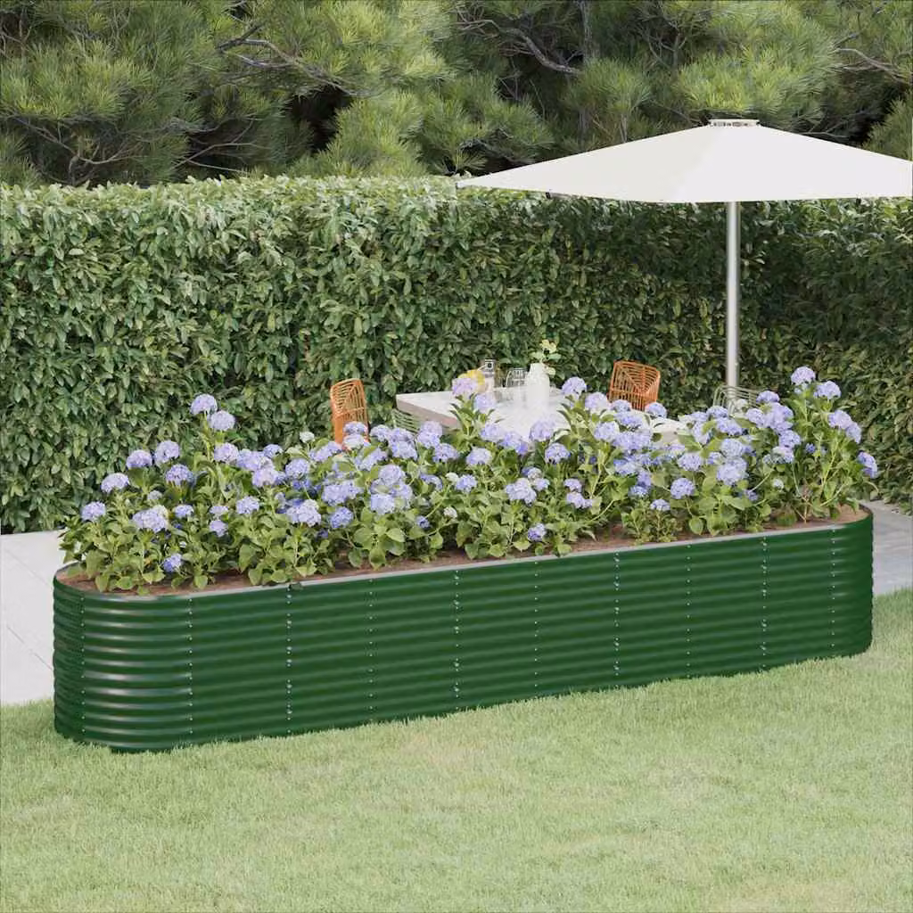 Letto da giardino rialzato vidaXL in acciaio zincato verde L: 368 cm, P: 80 cm, H: 68 cm