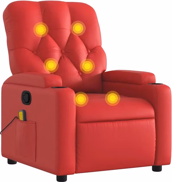 Poltrona Massaggiante | Sedia Relax Reclinabile Rossa in Similpelle