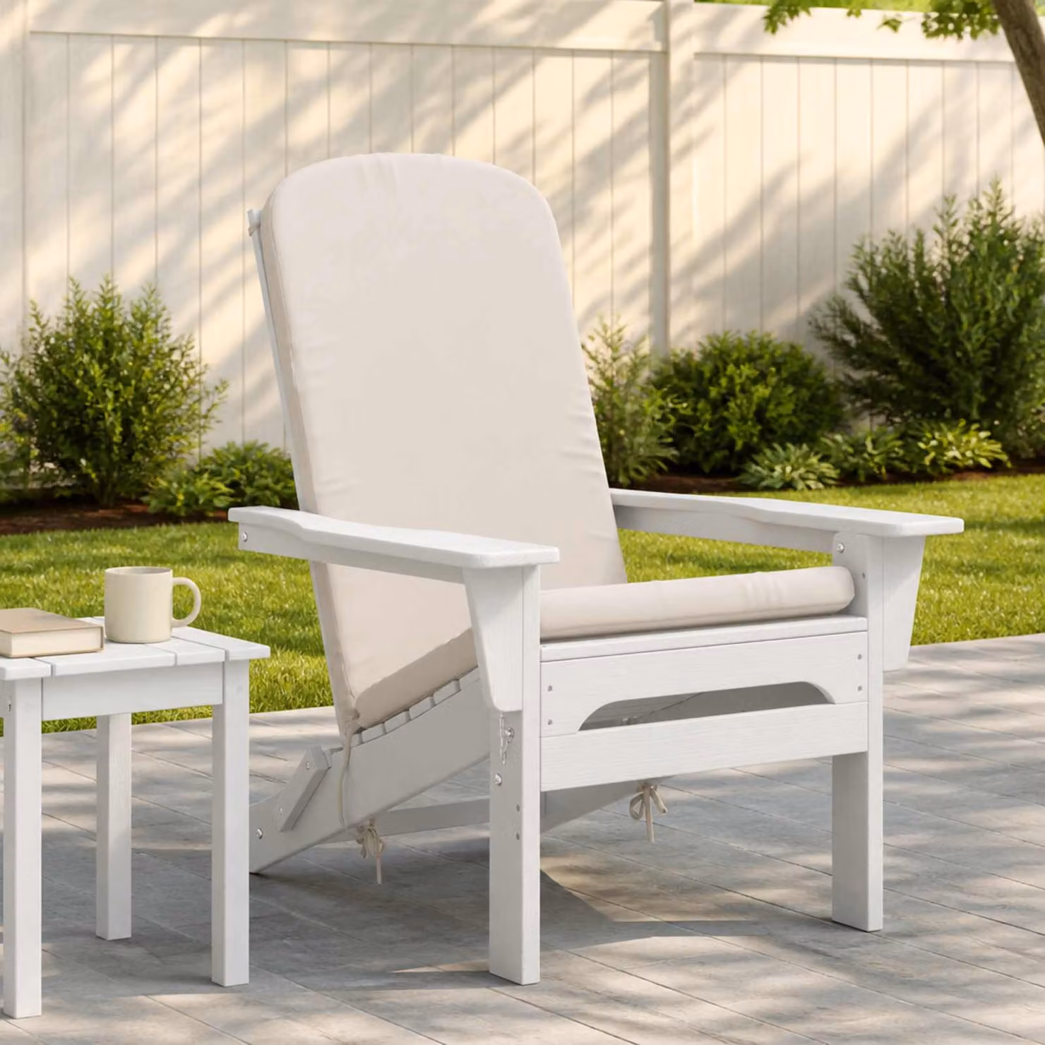 Cuscino per Lounger Sole vidaXL GEMERT Bianco in Poliestere con Rivestimento Lavabile e Resistente ai Raggi UV