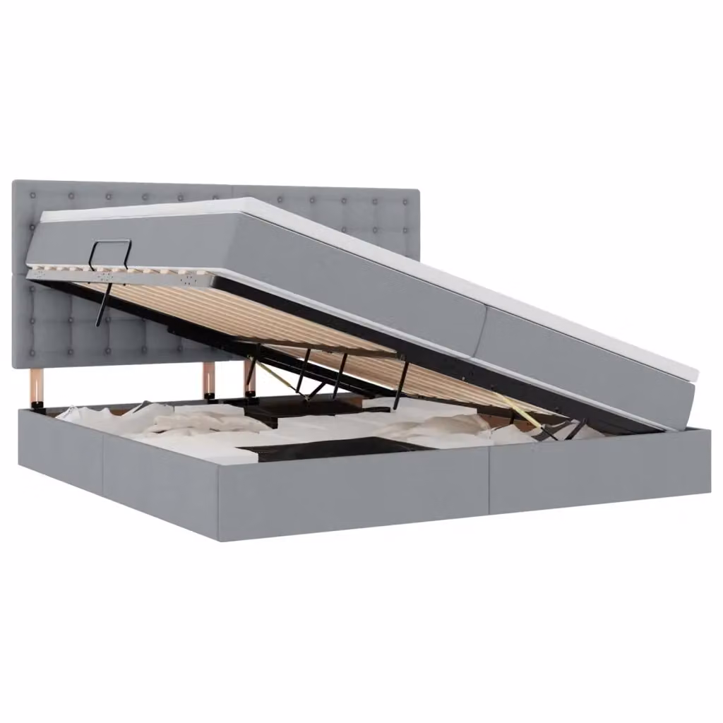 Letto con contenitore vidaXL con illuminazione LED e porta USB, Grigio, L/P: 200 x 200 cm – 2