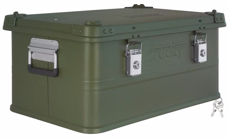 Scatola in alluminio con coperchio Verde 50 litri Con serratura trucky