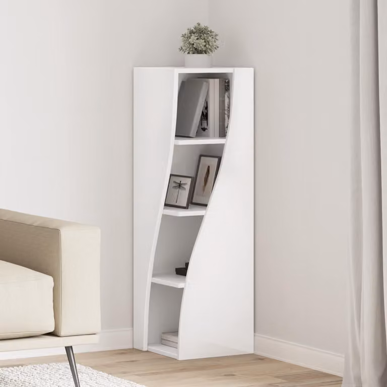 Mobile angolare vidaXL in legno MDF bianco per soggiorno L/P/H: 32 x 32 x 102 cm